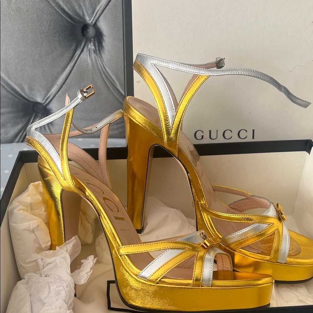 Gucci Women's Metallic Gold and Silver Heels